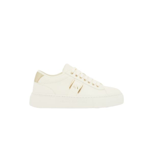 Armani Exchange sneakers bianche con logo oro