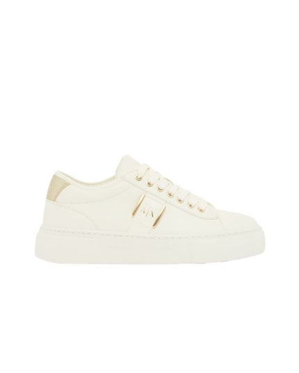 Armani Exchange sneakers bianche con logo oro