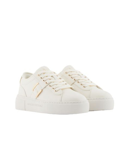 Armani Exchange sneakers bianche con logo oro