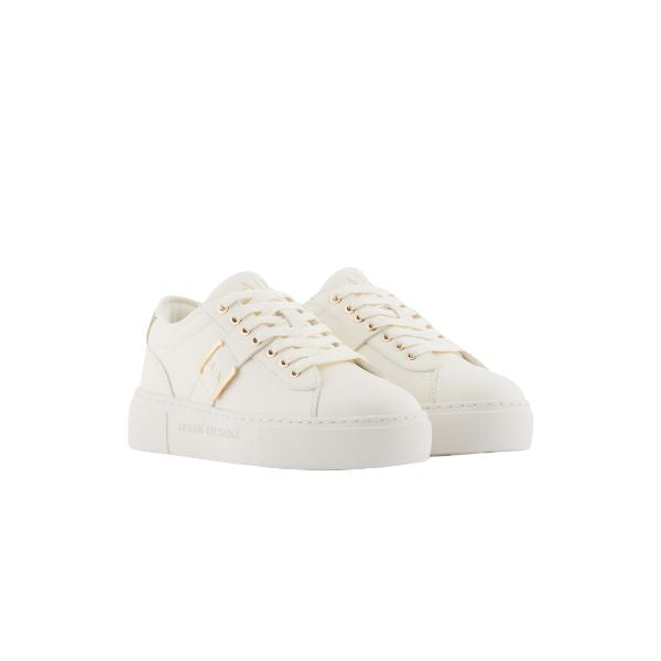 Armani Exchange sneakers bianche con logo oro