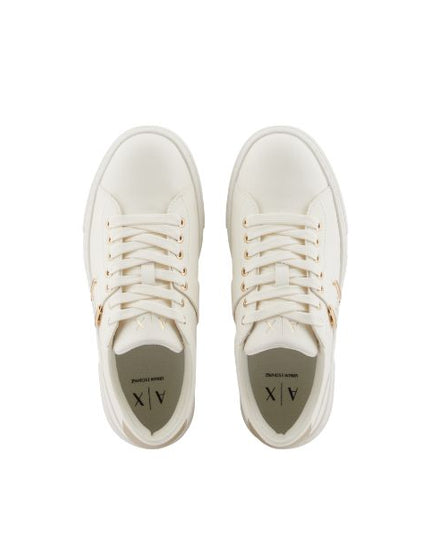 Armani Exchange sneakers bianche con logo oro