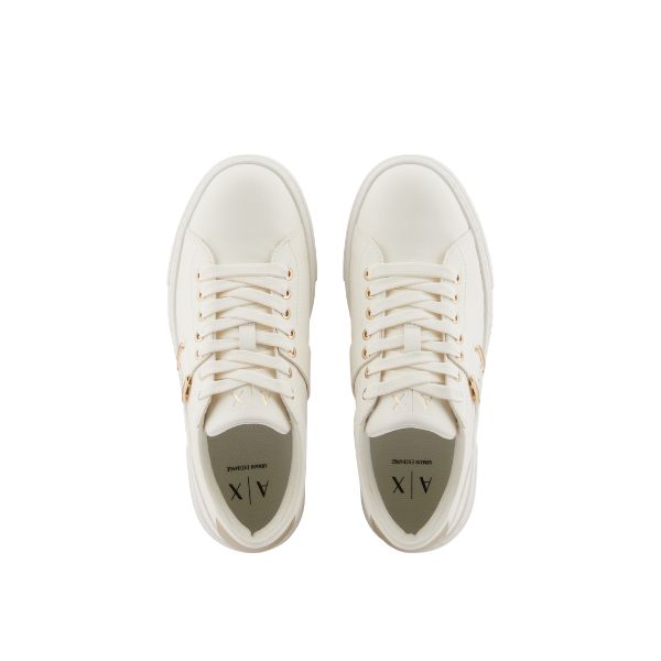 Armani Exchange sneakers bianche con logo oro