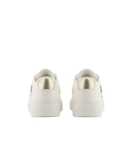 Armani Exchange sneakers bianche con logo oro