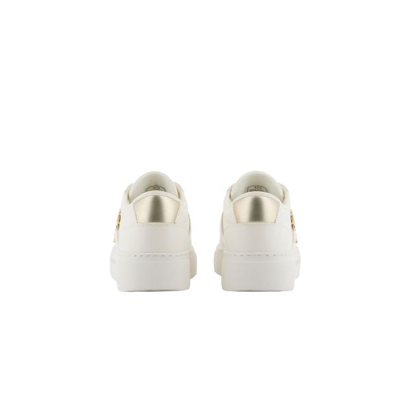 Armani Exchange sneakers bianche con logo oro