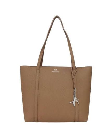 Armani Exchange borsa shopping marrone effetto granato con charm logato