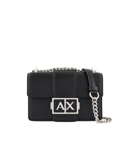 Armani Exchange borsa a spalla con logo e manico a catena nera