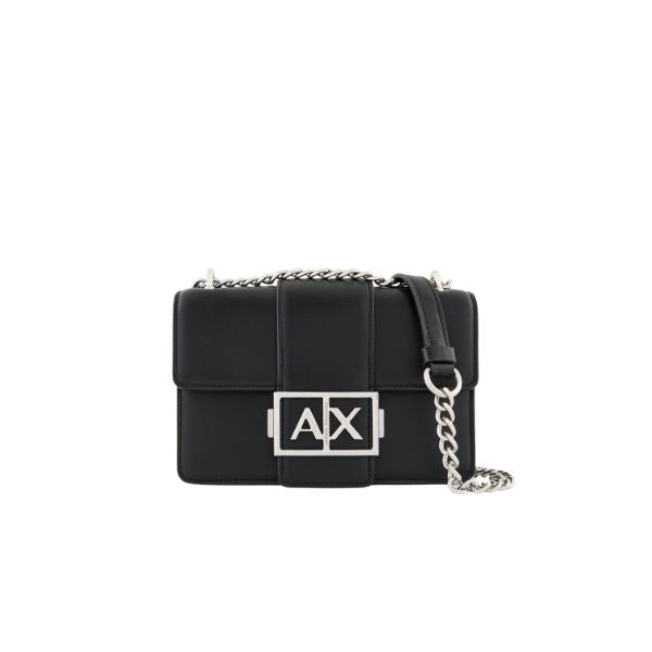 Armani Exchange borsa a spalla con logo e manico a catena nera