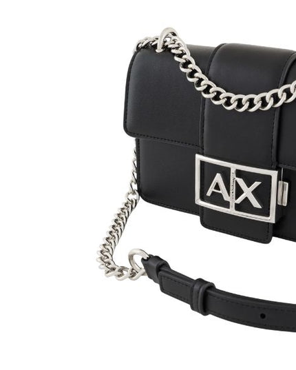 Armani Exchange borsa a spalla con logo e manico a catena nera