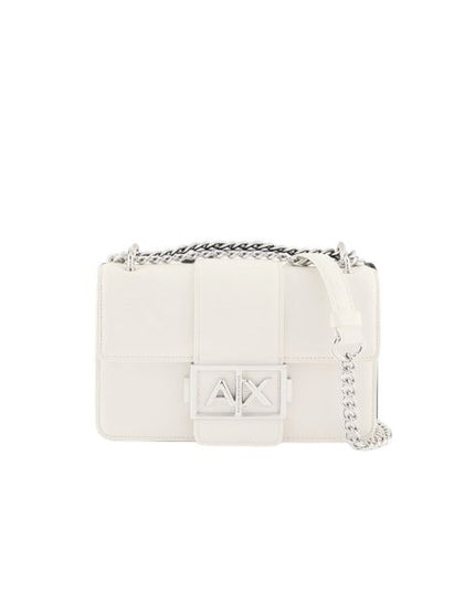Armani Exchange borsa a spalla con logo e manico a catena bianca