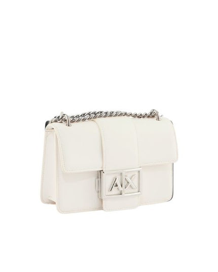 Armani Exchange borsa a spalla con logo e manico a catena bianca