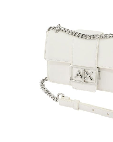 Armani Exchange borsa a spalla con logo e manico a catena bianca