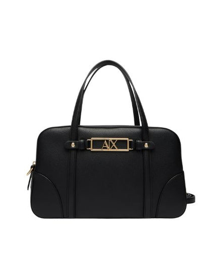 Armani Exchange bauletto nero con logo oro