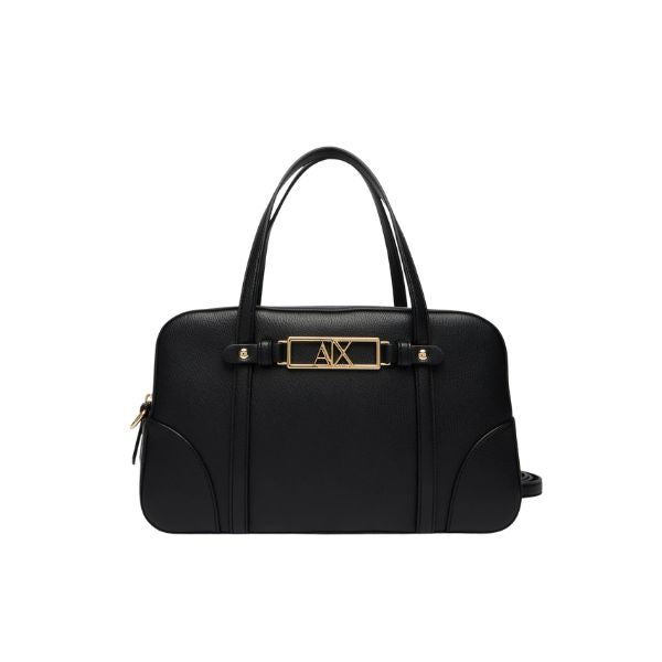 Armani Exchange bauletto nero con logo oro