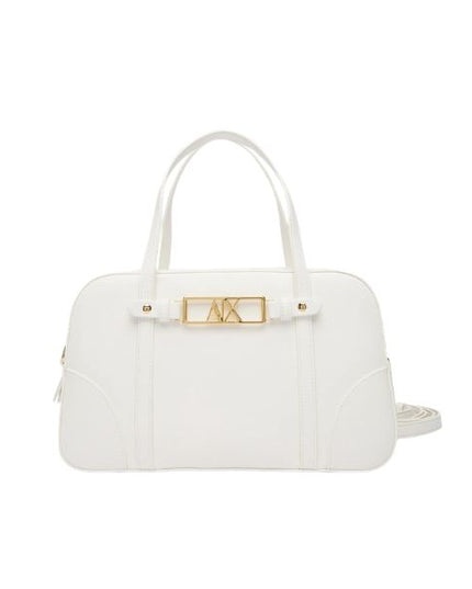 Armani Exchange bauletto bianco con logo oro