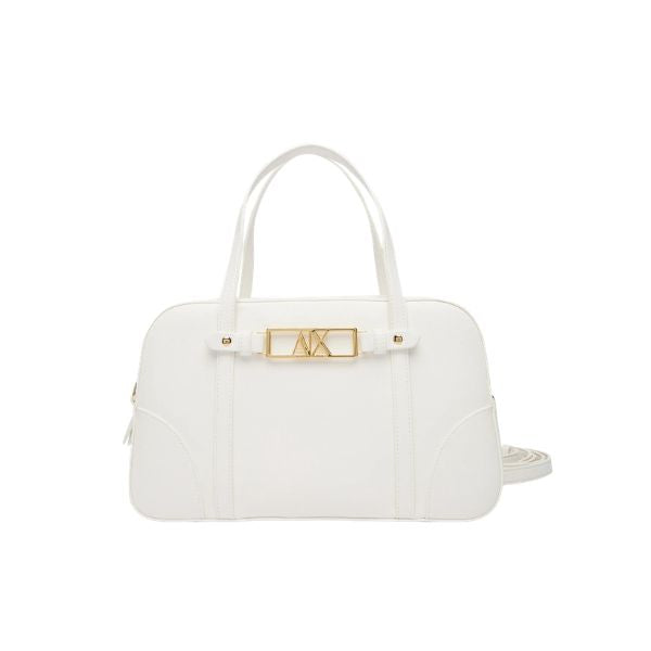 Armani Exchange bauletto bianco con logo oro