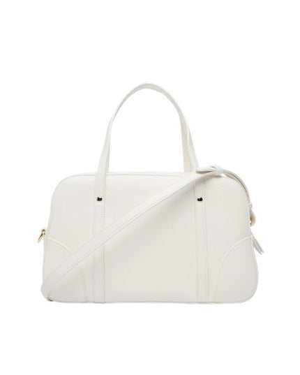 Armani Exchange bauletto bianco con logo oro