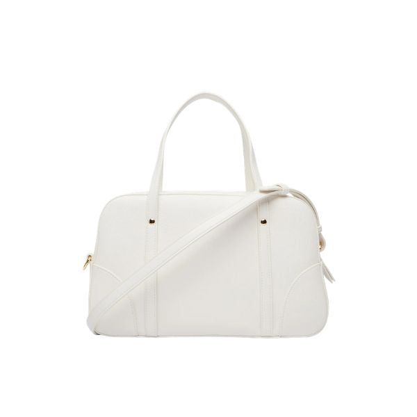 Armani Exchange bauletto bianco con logo oro