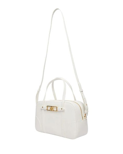 Armani Exchange bauletto bianco con logo oro