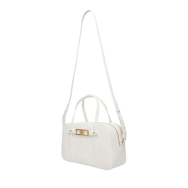 Armani Exchange bauletto bianco con logo oro