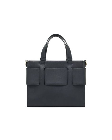 Armani Exchange Borsa Tote piccola con logo smaltato doppio manico e tracolla Nera