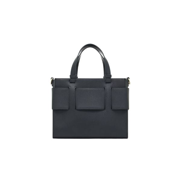 Armani Exchange Borsa Tote piccola con logo smaltato doppio manico e tracolla Nera