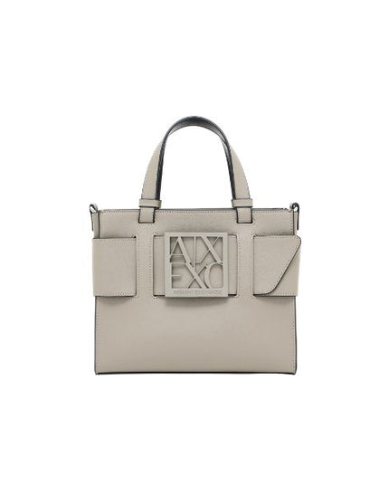 Armani Exchange Borsa Tote piccola con logo smaltato doppio manico e tracolla Sand