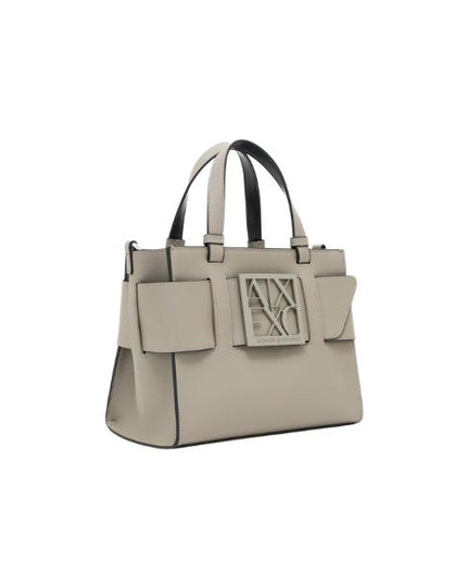 Armani Exchange Borsa Tote piccola con logo smaltato doppio manico e tracolla Sand