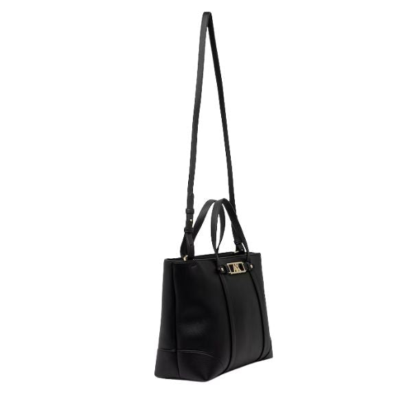 Armani Exchange borsa shopping nera con logo oro