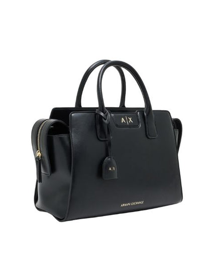 Armani Exchange borsa a mano top handle grande nera