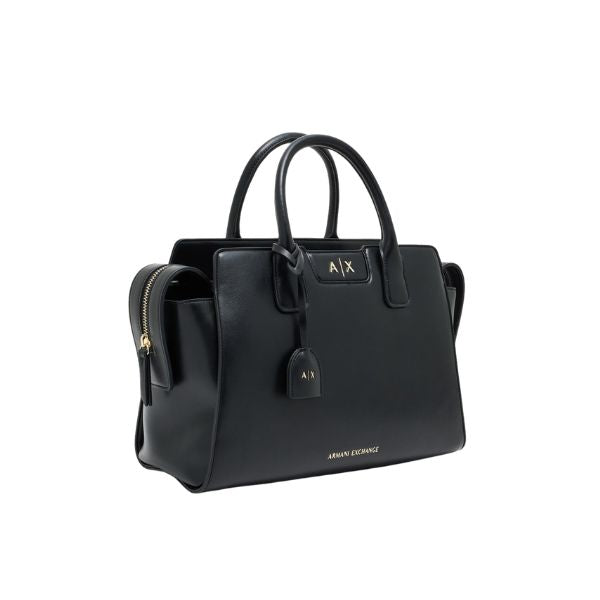 Armani Exchange borsa a mano top handle grande nera