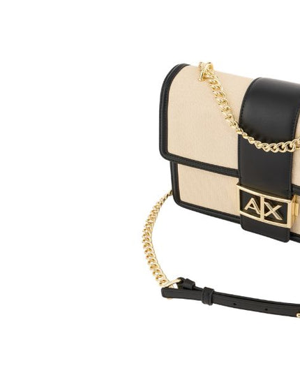 Armani Exchange borsa a spalla in tessuto e pelle con dettagli neri