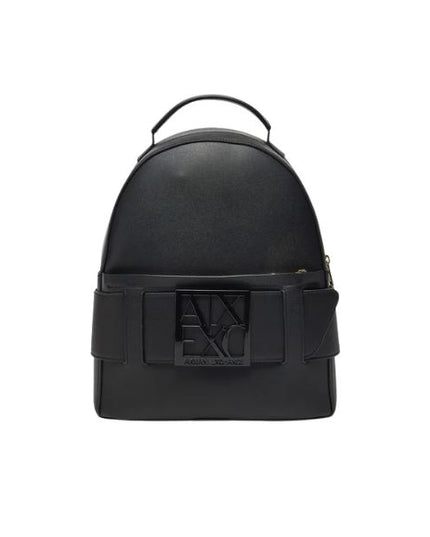 Armani Exchange zaino effetto saffiano con logo smaltato nero