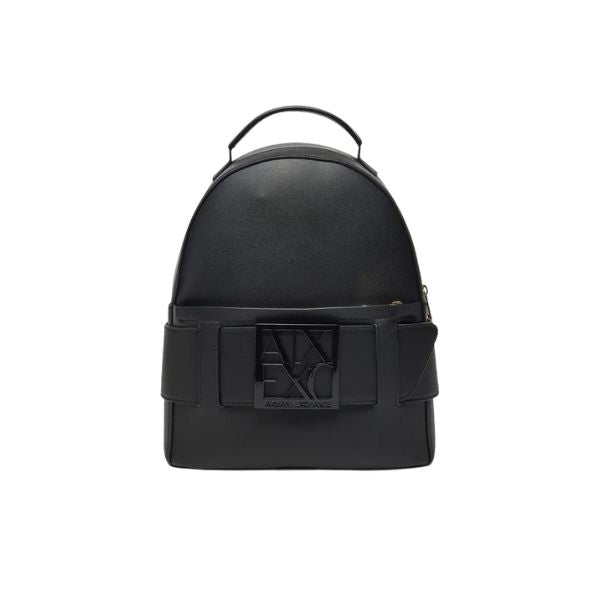 Armani Exchange zaino effetto saffiano con logo smaltato nero