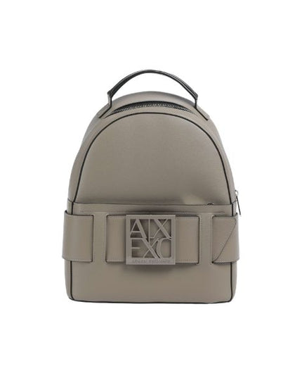 Armani Exchange zaino effetto saffiano con logo smaltato sand