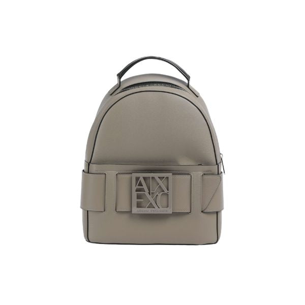 Armani Exchange zaino effetto saffiano con logo smaltato sand