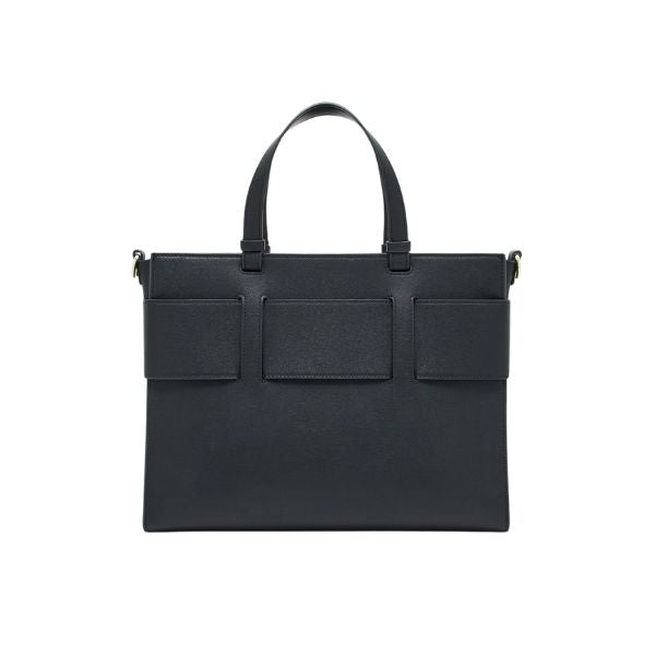 Armani Exchange Borsa Tote grande con logo smaltato doppio manico e tracolla Nera