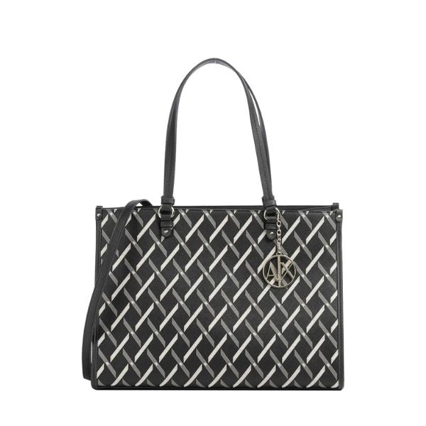 Armani Exhange borsa shopping con stampa geometrica nera
