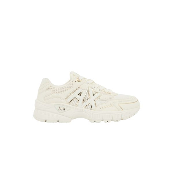 Armani Exchange sneakers in mesh bianco e oro