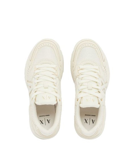 Armani Exchange sneakers in mesh bianco e oro