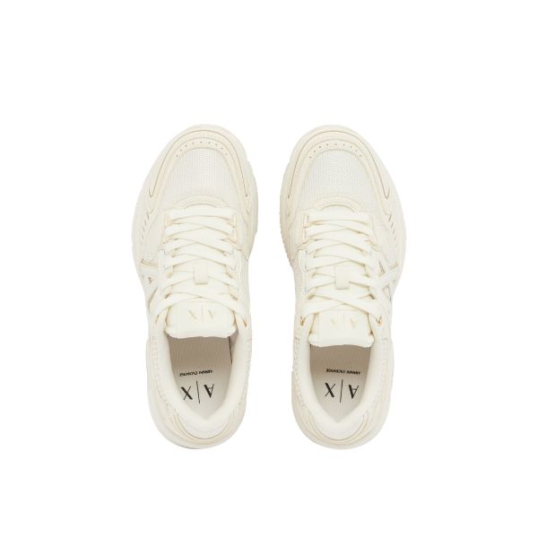 Armani Exchange sneakers in mesh bianco e oro