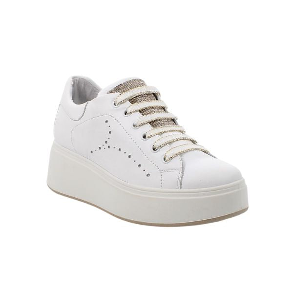 Igi&co sneakers platform bianche con dettagli strass