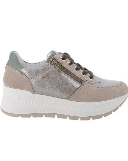 Igi&co sneakers in pelle beige con zip e lacci