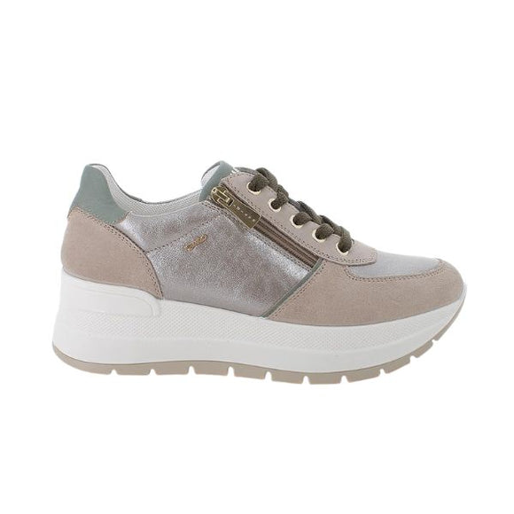 Igi&co sneakers in pelle beige con zip e lacci