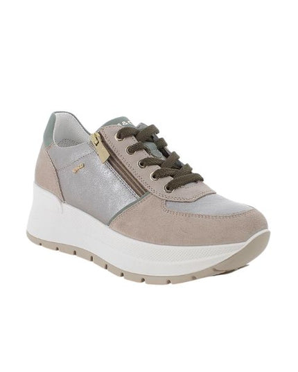 Igi&co sneakers in pelle beige con zip e lacci