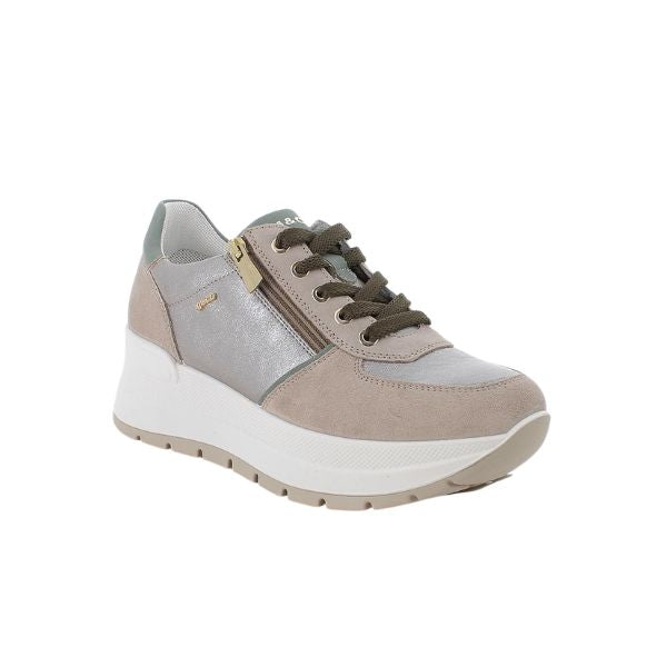 Igi&co sneakers in pelle beige con zip e lacci