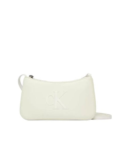 Calvin Klein mini bag a spalla con logo monogram bianca