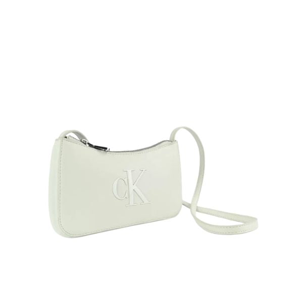 Calvin Klein mini bag a spalla con logo monogram bianca