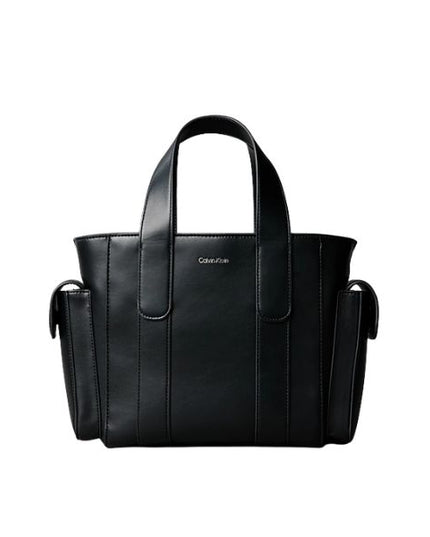 Calvin Klein borsa a mano nera con tasche esterne