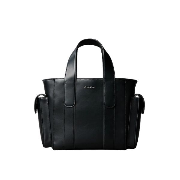 Calvin Klein borsa a mano nera con tasche esterne