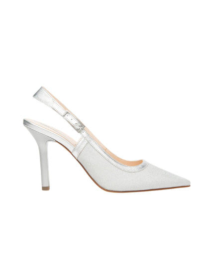 NERO GIARDINI sling-back in tessuto laminato argento